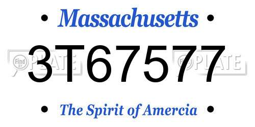 3T67577 Massachusetts License Plate