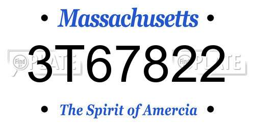 3T67822 Massachusetts License Plate