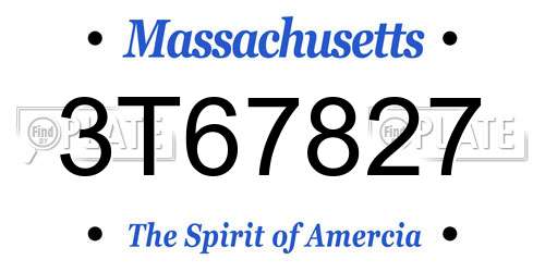 3T67827 Massachusetts License Plate