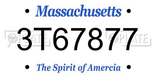 3T67877 Massachusetts License Plate