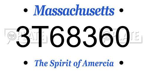 3T68360 Massachusetts License Plate
