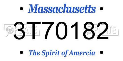 3T70182 Massachusetts License Plate
