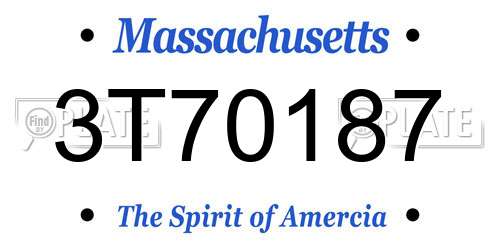 3T70187 Massachusetts License Plate