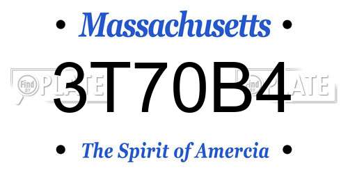 3T70B4 Massachusetts License Plate