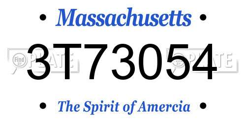 3T73054 Massachusetts License Plate