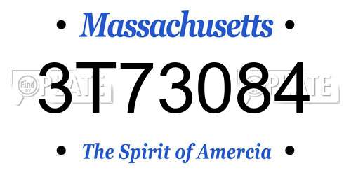 3T73084 Massachusetts License Plate