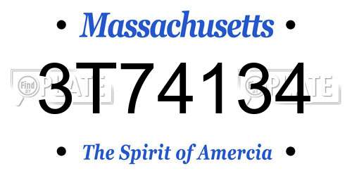 3T74134 Massachusetts License Plate