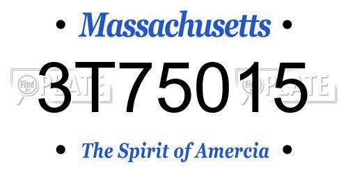 3T75015 Massachusetts License Plate