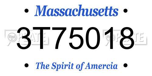 3T75018 Massachusetts License Plate