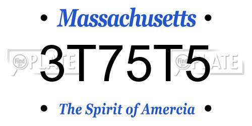 3T75T5 Massachusetts License Plate