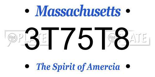 3T75T8 Massachusetts License Plate