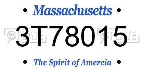 3T78015 Massachusetts License Plate