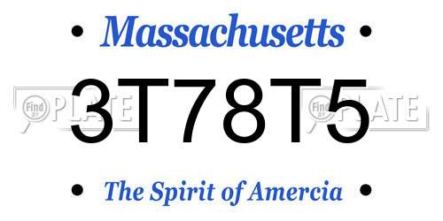 3T78T5 Massachusetts License Plate