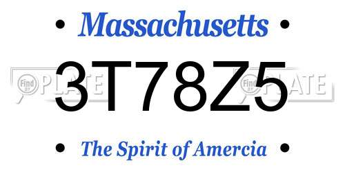 3T78Z5 Massachusetts License Plate