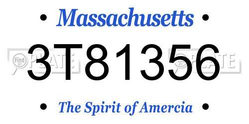 3T81356 Massachusetts License Plate