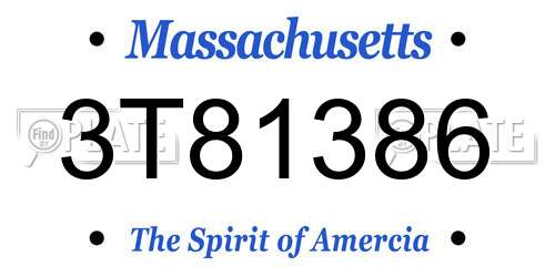 3T81386 Massachusetts License Plate