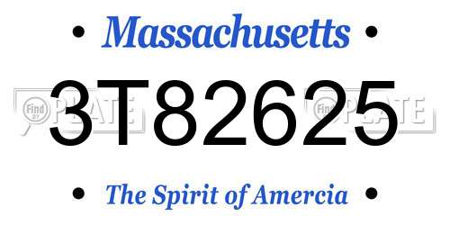 3T82625 Massachusetts License Plate