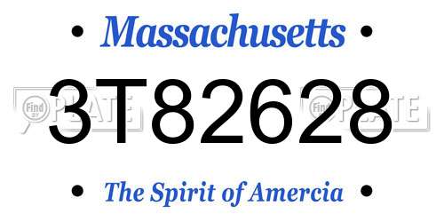 3T82628 Massachusetts License Plate