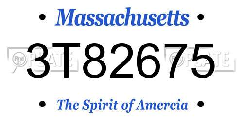 3T82675 Massachusetts License Plate