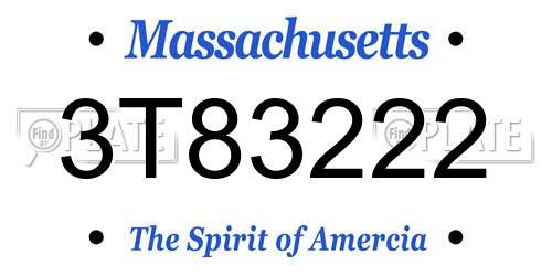 3T83222 Massachusetts License Plate