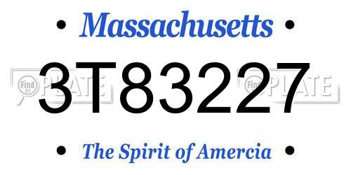 3T83227 Massachusetts License Plate