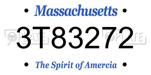 3T83272 Massachusetts License Plate