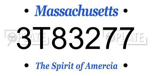 3T83277 Massachusetts License Plate