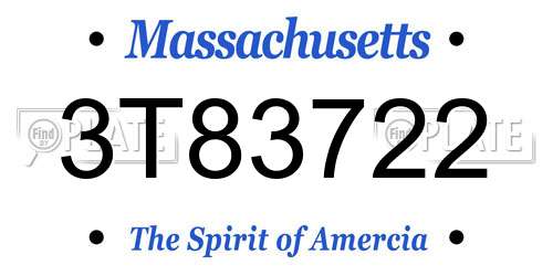 3T83722 Massachusetts License Plate