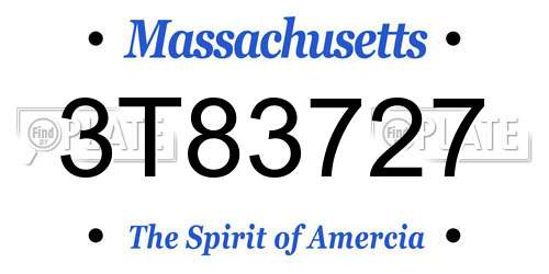 3T83727 Massachusetts License Plate