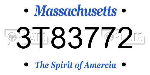 3T83772 Massachusetts License Plate