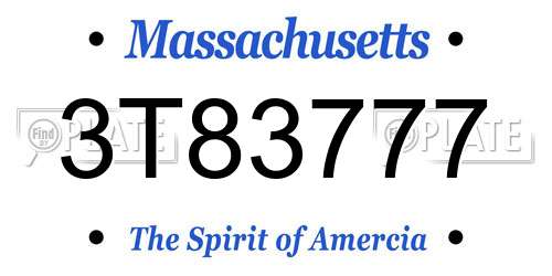 3T83777 Massachusetts License Plate