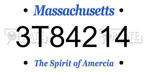 3T84214 Massachusetts License Plate