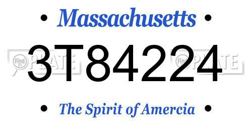 3T84224 Massachusetts License Plate
