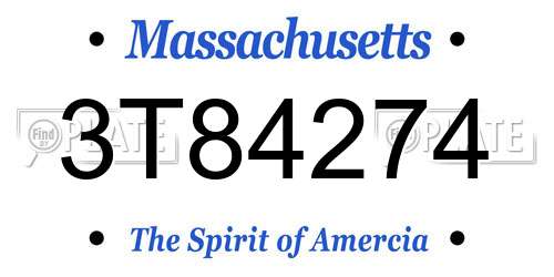 3T84274 Massachusetts License Plate
