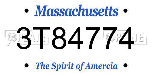 3T84774 Massachusetts License Plate