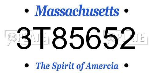 3T85652 Massachusetts License Plate