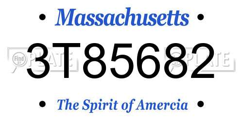 3T85682 Massachusetts License Plate