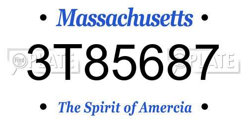 3T85687 Massachusetts License Plate