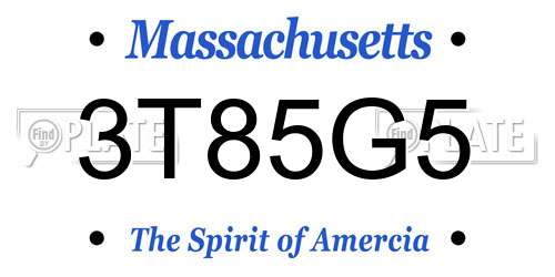 3T85G5 Massachusetts License Plate