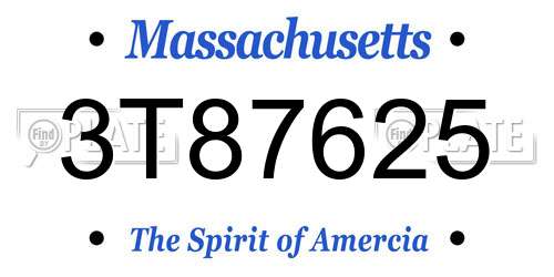 3T87625 Massachusetts License Plate