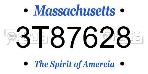 3T87628 Massachusetts License Plate