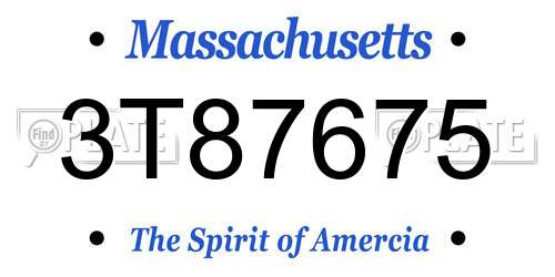 3T87675 Massachusetts License Plate