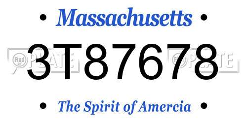 3T87678 Massachusetts License Plate