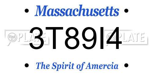 3T89I4 Massachusetts License Plate
