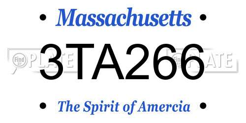 3TA266 Massachusetts License Plate