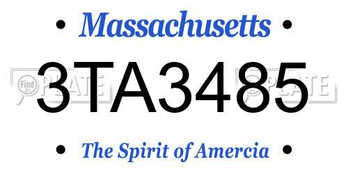 3TA3485 Massachusetts License Plate
