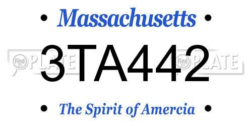 3TA442 Massachusetts License Plate