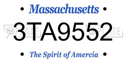 3TA9552 Massachusetts License Plate