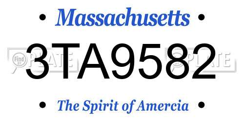 3TA9582 Massachusetts License Plate