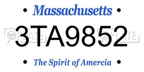 3TA9852 Massachusetts License Plate
